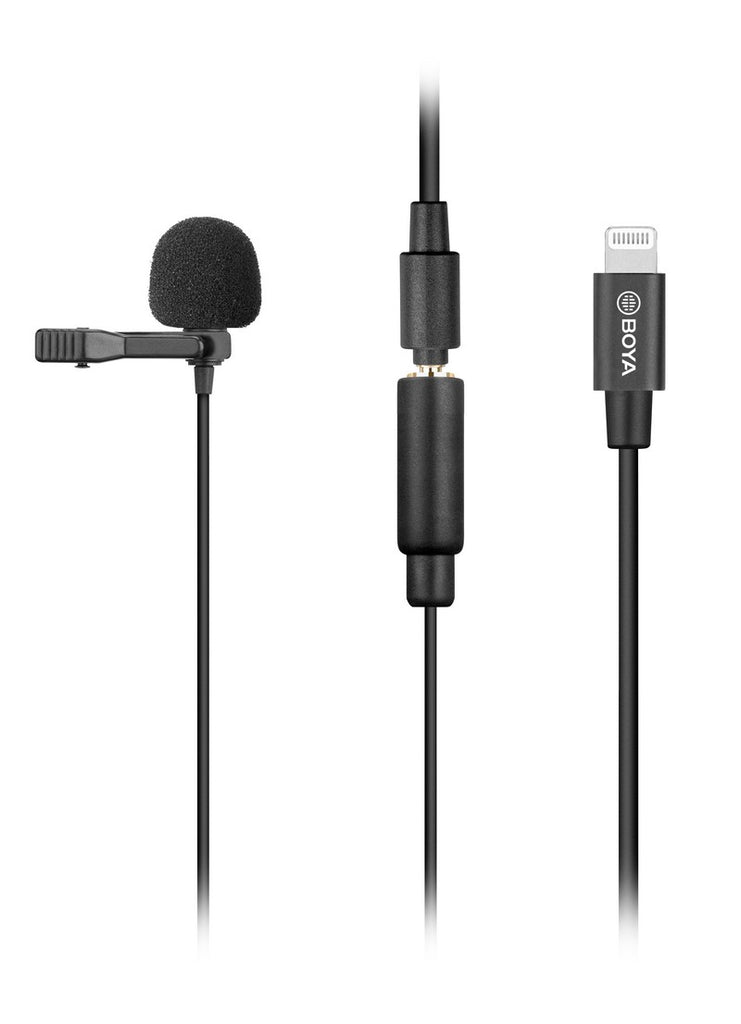 Stream Source BOYA BY-M2 Clip-on Lavalier Microphone for iOS devices iPhone iPad lightning port vlogs presentations recording interview recording audio shooting video close up