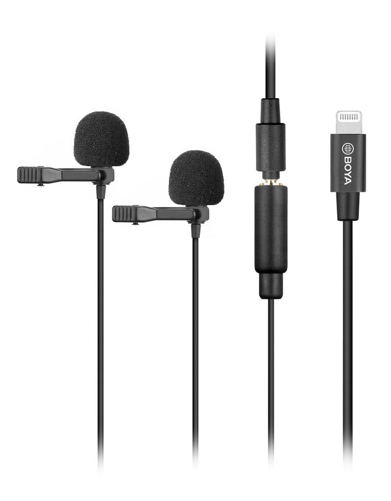 Stream Source BOYA BY-M2D digital dual lavalier microphones for iOS devices overall design 