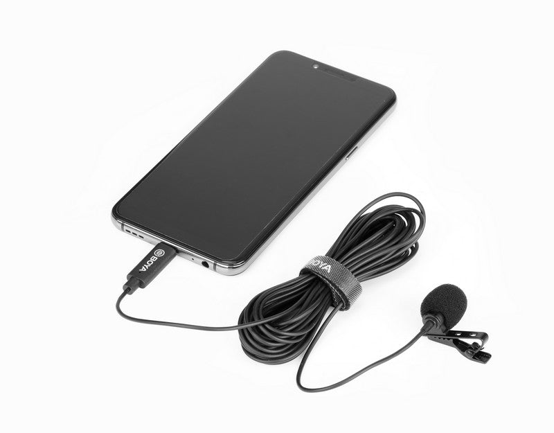 Stream Source BOYA BY-M3 Digital Lavalier Microphone for Type-C devices 6m long cables connect with android phone devices with Type-C connection port windscreen application clip-on mic
