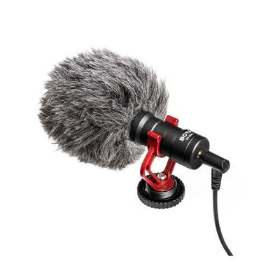 Stream Source BOYA BY-MM1 Cardioid Microphone on-camera microphone compact application mobile phone smartphones with stand with iPhone Facebook Live fur windscreen