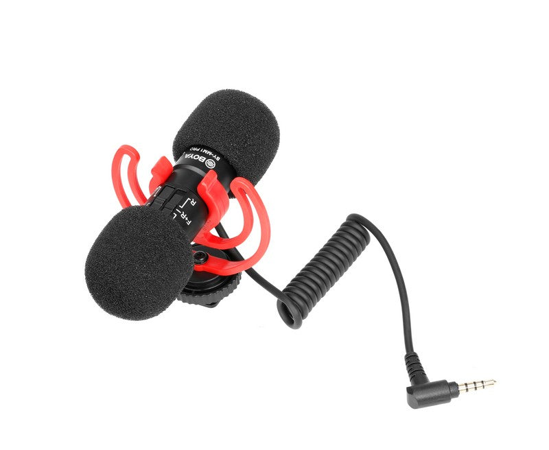Stream Source BOYA BY-MM1 PRO Dual-Capsule Condenser Microphone with anti-shock mount applications interviews vlogger with windscreen