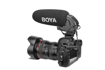 Stream Source BOYA On-Camera Shotgun Microphone application filming YouTube video sound recording professional outdoor filming DSLRs 