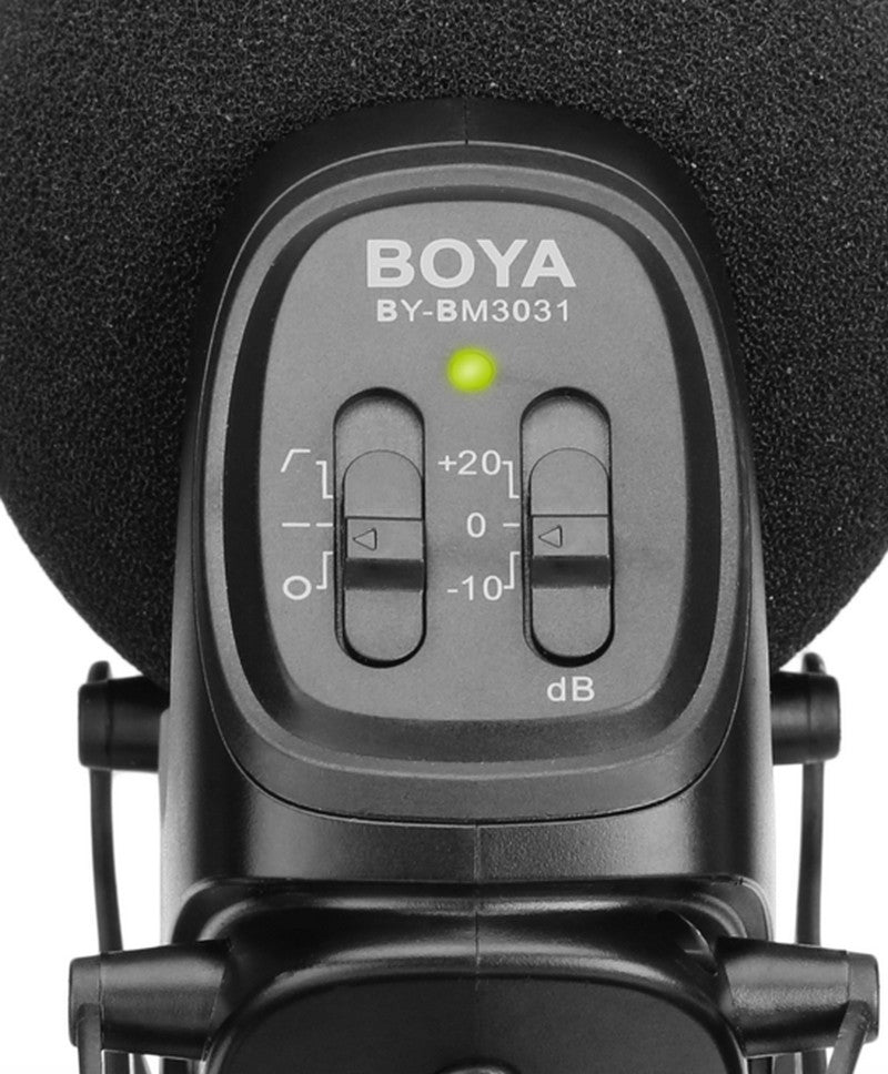 Stream Source BOYA On-Camera Shotgun Microphone application filming YouTube video sound recording professional outdoor filming buttons