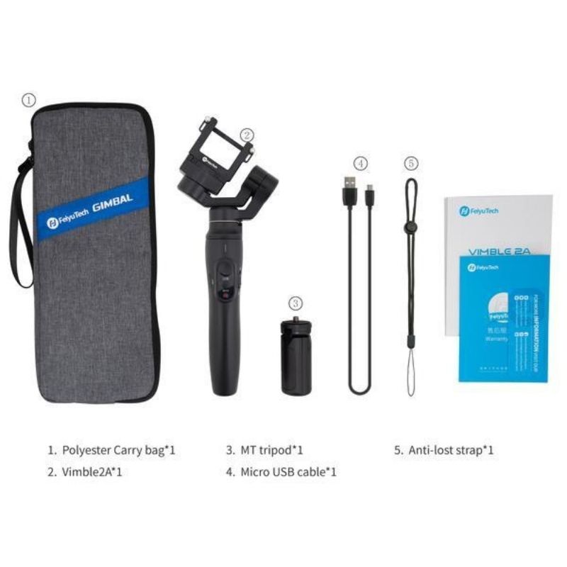 Feiyu-Vimble-2A-Extension-Action-Camera-Gimbal-stabilizer-light-app-control-front package content