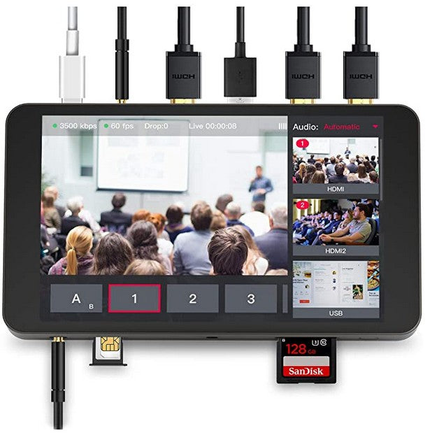 YoloLiv YoloBox Yololivbox Portable Live Stream Studio Broadcast Box with battery Wifi 4G Encoder 1080P HD video recording four in one 4-in-1 streaming gear on Facebook Youtube Twitch Capture card Switcher Studio DSLR Controller without OBS 直播 實況 直播專用 臉書直播 fb直播 直播設備 直播器 擷取盒 fb all ports input